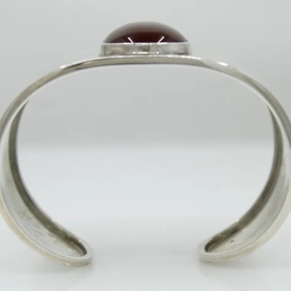 .925 sterling silver taxco signed  "cii" carnelian cuff bought in 🇲🇽 mexico - Picture 4 of 5